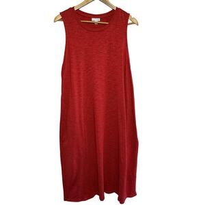 J. Jill Size XL Heathered Hibiscus Red Sleeveless Dress with Pockets